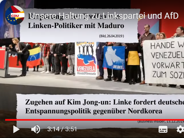 In einem Youtube-Video skizziert die CDU ihre Haltung zu AfD und Linkspartei.
