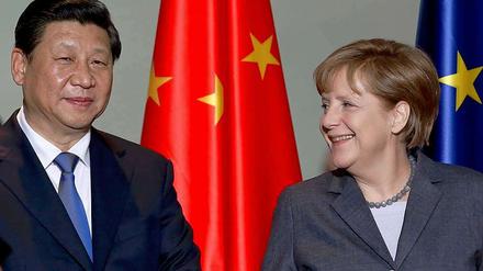 Chinas Staatspräsident Xi Jinping zu Besuch bei Bundeskanzlerin Angela Merkel.
