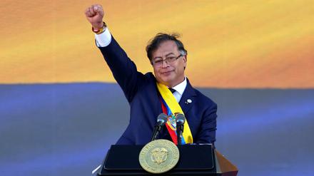 Der neue kolumbianische Präsident Petro bei seiner Vereidigung. 