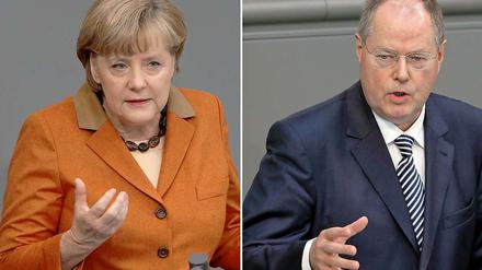 Merkel und Steinbrück am Donnerstag im Bundestag.