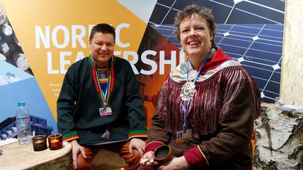 Jon Petter Gintal und Gunn-Britt Retter sind Vertreter des Volks der Samen bei der Klimakonferenz in Paris