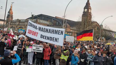 Der Demonstrationszug unter dem Motto "Das Maß ist voll. Hände weg von unseren Kindern" in Hamburg