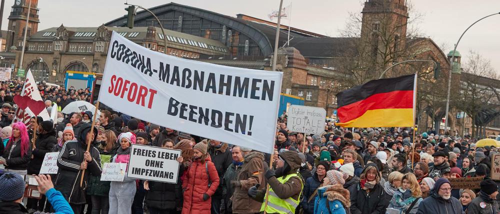 Der Demonstrationszug unter dem Motto "Das Maß ist voll. Hände weg von unseren Kindern" in Hamburg