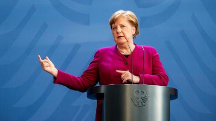 Bundeskanzlerin Angela Merkel (CDU) nach der Videokonferenz des Europäischen Rats 