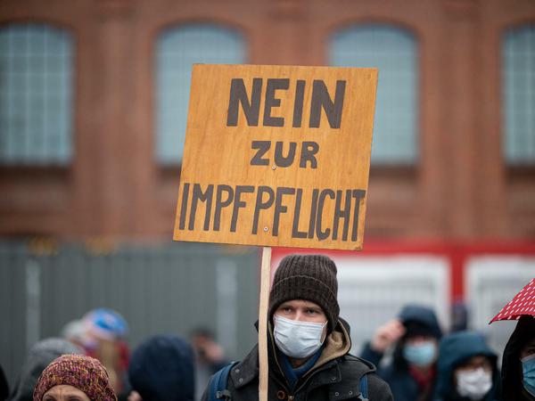 Teilnehmer einer Demonstration gegen die Corona-Politik in Hamburg. 