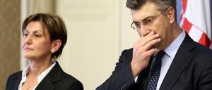 Treiben die Einführung des Euro voran: Wirtschaftsministerin Dalic und Regierungschef Plenkovic.