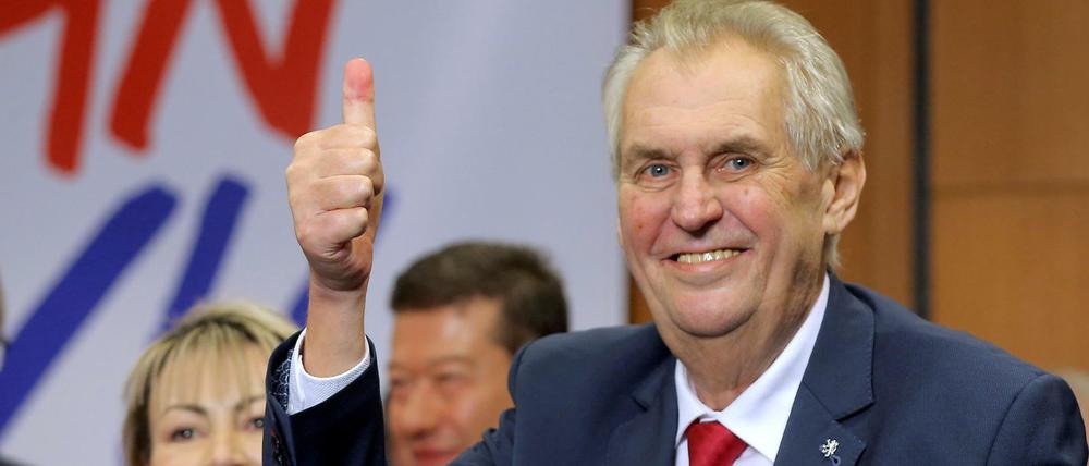 Tschechiens Präsident Milos Zeman nach seiner Wiederwahl am Samstag.