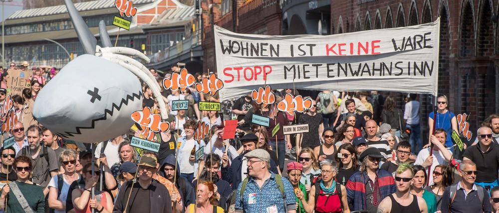Die Berliner Demonstration gegen die Mietenentwicklung vor einer Woche.