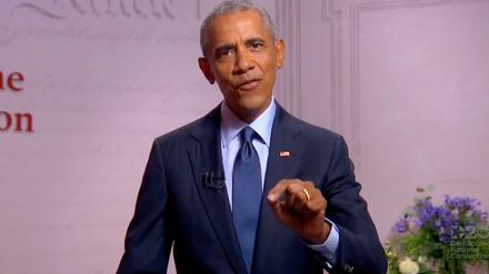 Barack Obama hält seine Rede im Museum of the American Revolution in Philadelphia.