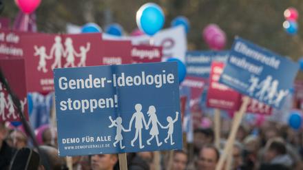 Gegen die "Gender-Ideologie" - so wurde 2016 in Hessen gegen den neuen Sexualkunde-Lehrplan demonstriert.