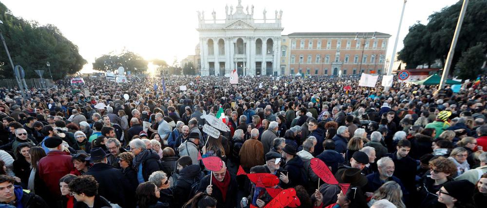 Gegen Rechtspopulismus: Demonstranten in Rom