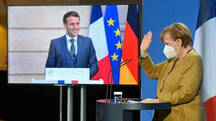 Die Bundeskanzlerin Angela Merkel (CDU) und der französischen Präsidenten Emmanuel Macron.