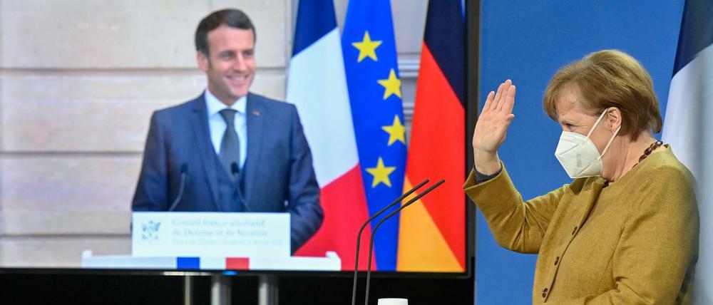 Die Bundeskanzlerin Angela Merkel (CDU) und der französischen Präsidenten Emmanuel Macron.