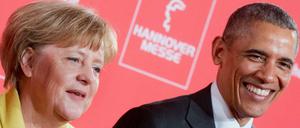 US-Präsident Barack Obama und Bundeskanzlerin Angela Merkel bei der Eröffnung der Hannover Messe.