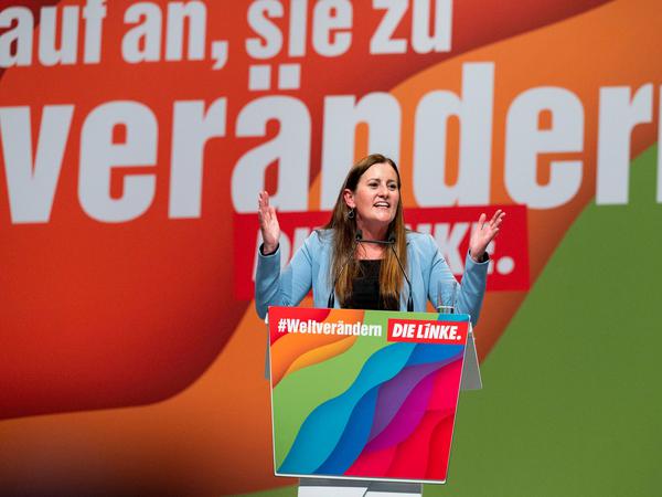 Parteitag in Erfurt: Janine Wissler ist Co-Vorsitzende zusammen mit Schirdewan