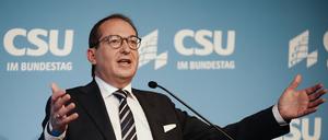 Alexander Dobrindt, CSU-Landesgruppenchef, spricht zu Beginn der Winterklausur der CSU-Landesgruppe im Deutschen Bundestag. 