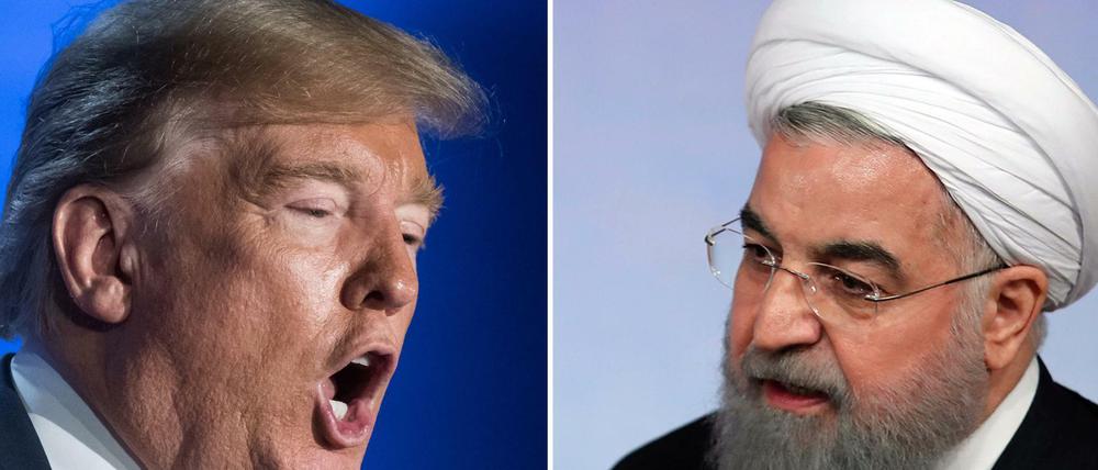 Kurz vor einem Krieg? Die Präsidenten der USA, Donald Trump, und des Iran, Hassan Ruhani.