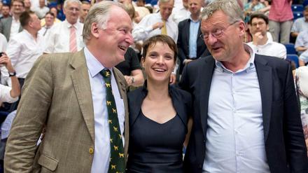 AfD-Spitze: Die Bundesvorsitzenden Frauke Petry und Jörg Meuthen (rechts) und Stellvertreter Alexander Gauland 