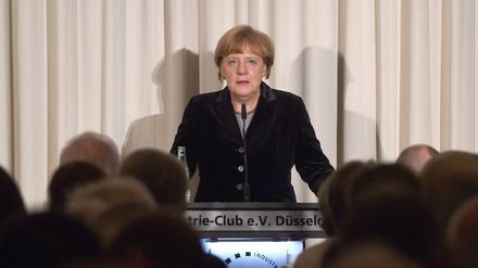 Angela Merkel am Mittwochabend vor dem Industrieclub in Düsseldorf.