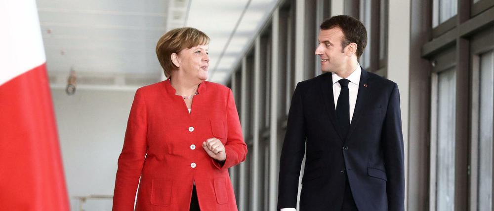 Bundeskanzlerin Angela Merkel und der französische Präsident Emmanuel Macron im April in Berlin.