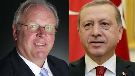 Der deutsche Botschafter in der Türkei, Martin Erdmann (links), und der türkische Staatspräsident Recep Tayyip Erdogan.