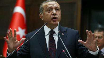 Redner Erdogan - hier im Parlament in Ankara. Im Mai spricht der Premier angeblich vor Landsleuten in Köln.