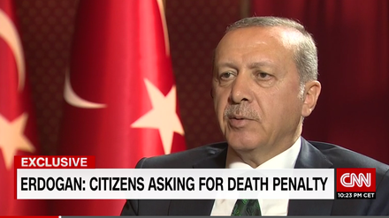 Der türkische Präsident Erdogan beim Interview mit CNN 
