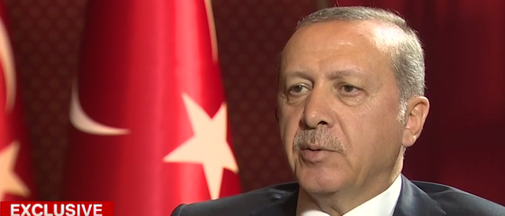 Der türkische Präsident Erdogan beim Interview mit CNN 