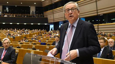 EU-Kommissionschef Jean-Claude Juncker am Mittwoch vor dem EU-Parlament in Brüssel. 