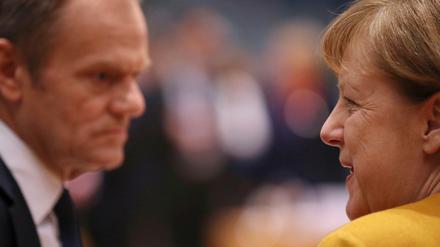 Bundeskanzlerin Angela Merkel und EU-Ratspräsident Donald Tusk in Brüssel