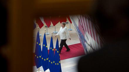 Bundeskanzlerin Angela Merkel (CDU) trifft zum EU-Gipfel ein.