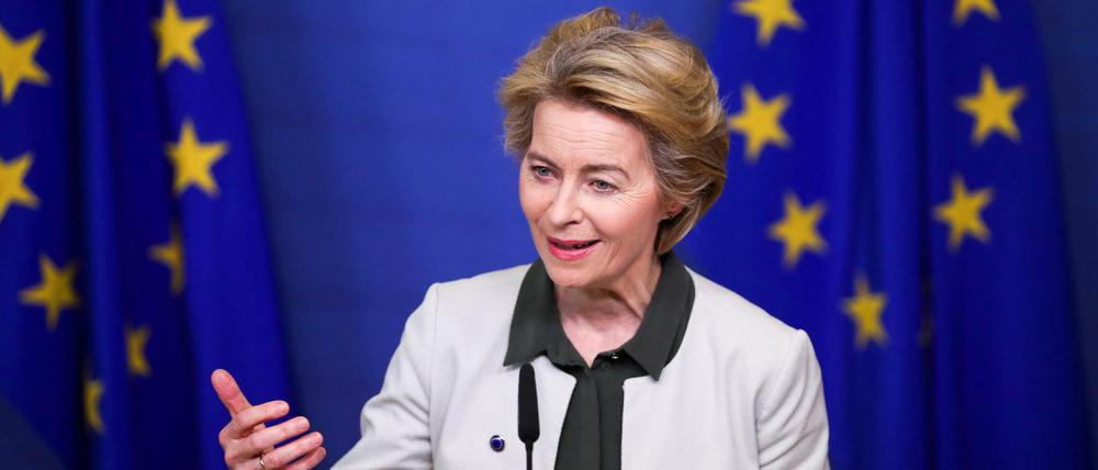 Ursula von der Leyen, Präsidentin der Europäischen Kommission, spricht bei einer Pressekonferenz über den «Green Deal». 