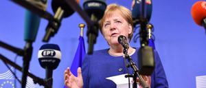 Ich sag's euch. Angela Merkel bei der Pressekonferenz in Brüssel im Juni 2018.