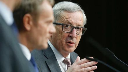 Nach dem Treffen mit Cameron: Kommissionspräsident Juncker (rechts) und Ratspräsident Tusk.