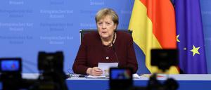 Angela Merkel nach ihrem wohl letzten EU-Gipfel vor der Presse