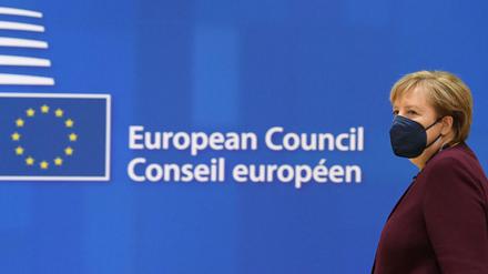 Bundeskanzlerin Angela Merkel am Freitag beim EU-Gipfel in Brüssel. 