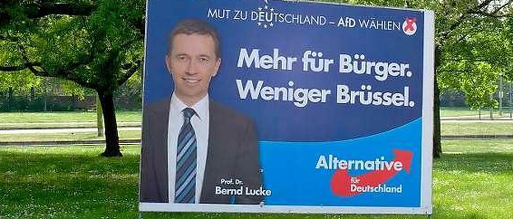 Bernd Lucke auf einem Wahlplakat der AfD.