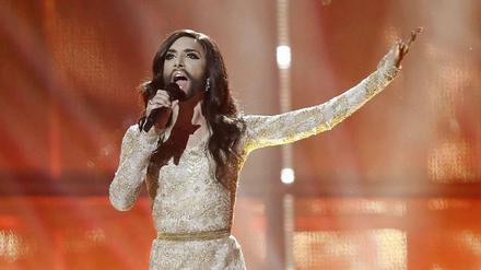Die Sängerin Conchita Wurst trat 2014 beim Eurovision Song Contest in Kopenhagen auf.