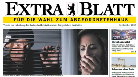 Das in Berlin zur Wahl verteilte "Extrablatt" mit Werbung für die AfD 