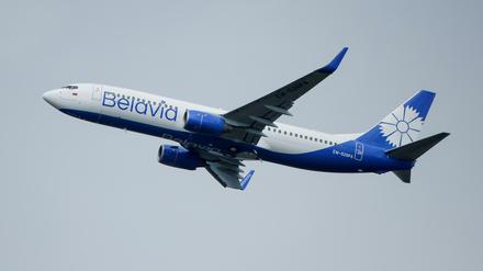 Ein Flugzeug der staatlich belarussischen Fluglinie Belavia.