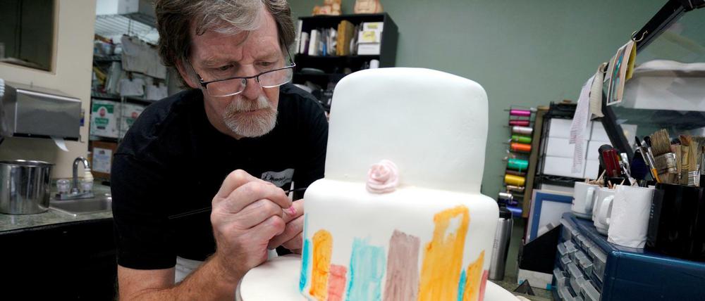 Frommer Christ. Jack Phillips in seinem "Masterpiece Cakeshop" in Lakewood, Colorado. 