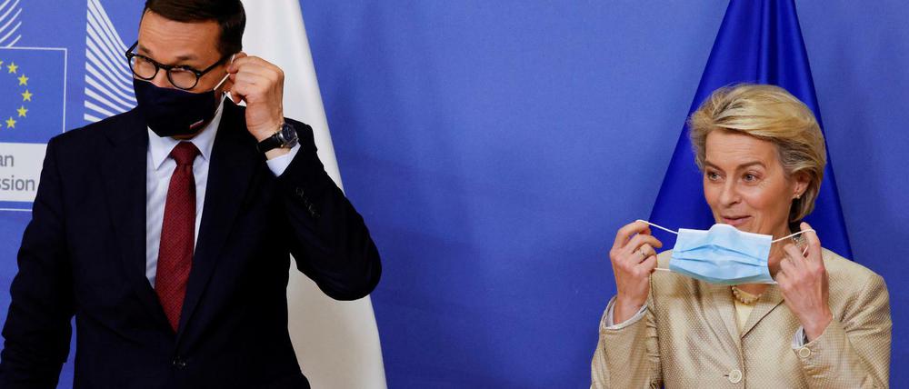 Polens Ministerpräsident Mateusz Morawiecki und EU-Kommissionspräsidentin Ursula von der Leyen