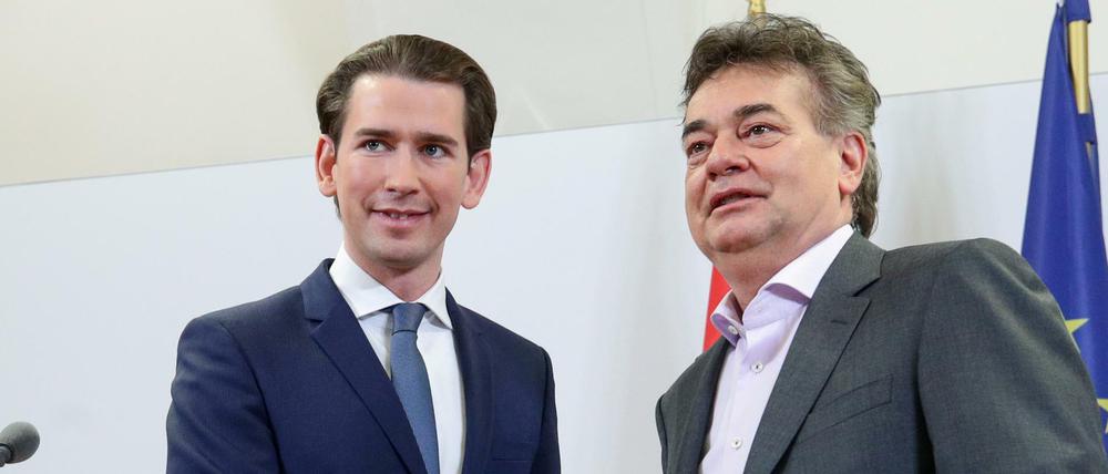 Die Parteivorsitzenden Werner Kogler (Grüne) und Sebastian Kurz (ÖVP).