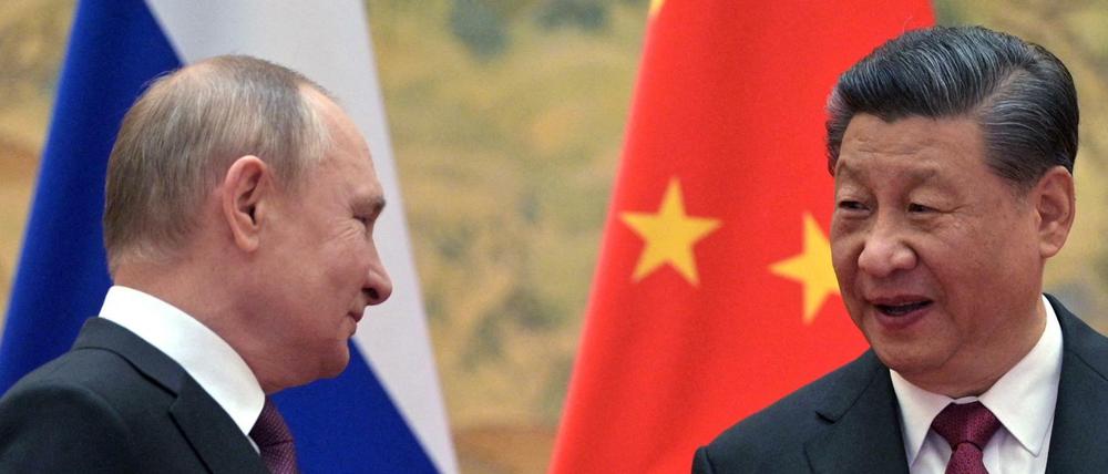 Der russische Präsident Vladimir Putin beim Treffen mit Chinas Präsident Xi Jinping in Beijing am 4. Februar. ,