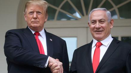 Gute Freunde kann niemand trennen: Donald Trump und Benjamin Netanjahu Ende März im Rosengarten des Weißen Hauses.