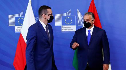 Vetoländer. Polens Regierungschef Mateusz Morawiecki (links) und sein ungarischer Amtskollege Viktor Orban.