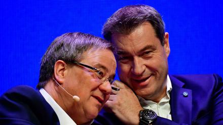 Ich und du. Die Ministerpräsidenten Armin Laschet (links) und Markus Söder im April 2019 beim Beginn der Wahlkampagne zu den Europawahlen in trauter Einigkeit.