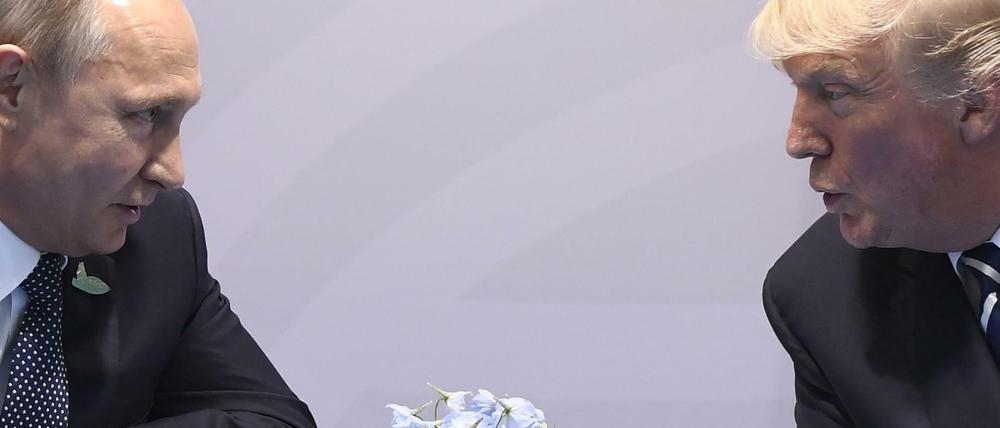 Der russische Präsident Wladimir Putin (links) und US-Präsident Donald Trump (rechts) beim G20-Gipfel in Hamburg.