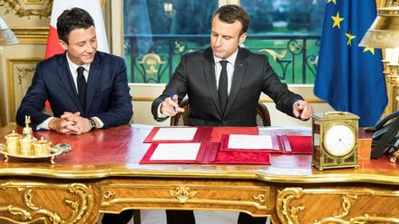 Frankreichs Präsident Emmanuel Macron und sein Schützling Benjamin Griveaux.
