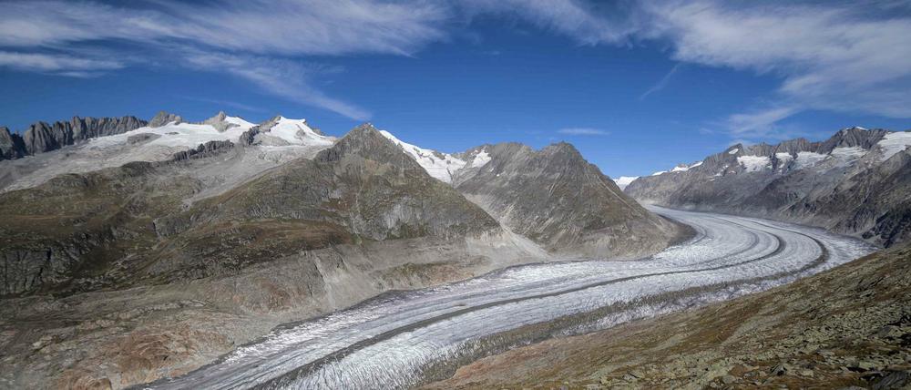 Könnte bis zum Ende dieses Jahrhunderts vollständig verschwinden: Der Alpengletscher über der Bettmeralp in den Schweizer Alpen